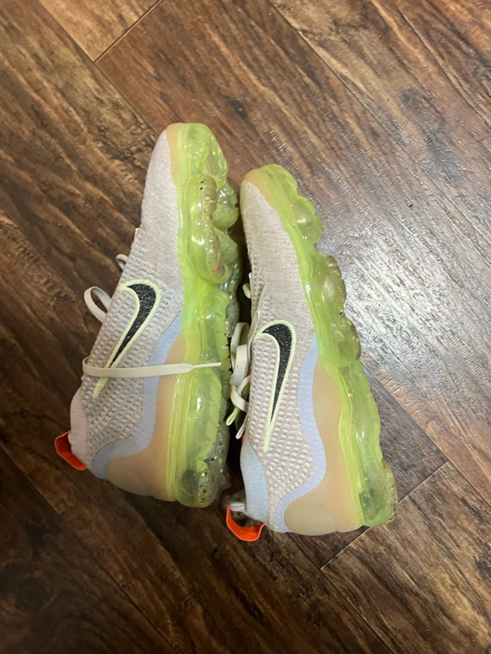 Nike VaporMax Sneakers - White with Neon Yellow Sole